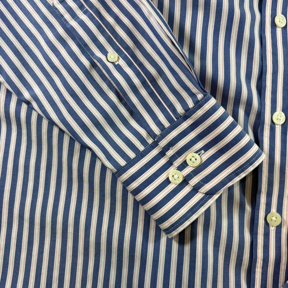 Charles Tyrwhitt Button Down Mens L Blue Striped Non-Iron Classic Fit Shirt - Picture 7 of 8